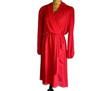Vintage 70/80s Sheer Red Wrap Dress by Lizzy & Johnny by Lucero